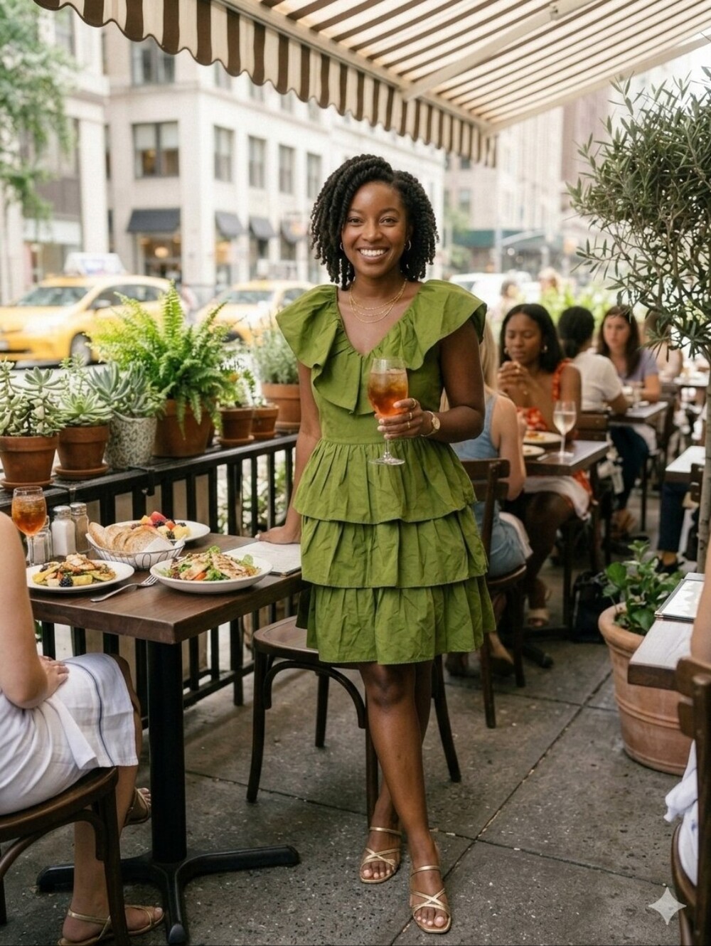 a new day Olive Green Tiered Ruffle Dress